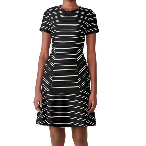 Anthropologie Hutch horizontal pin stripe black white Eleanor dress - Picture 1 of 8